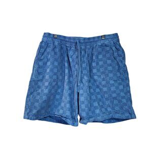 Vans Range Elastic Blue Check Corduroy Loose Fit Shorts Mens Large